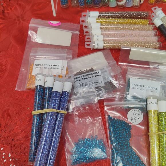 34X Huge Lot Seed Beads Lots Of Great Colors 8/0 New And Open - Picture 2 of 7